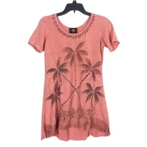 Vintage raya sun Hawaiian palm tree tunic top size small resort beachy